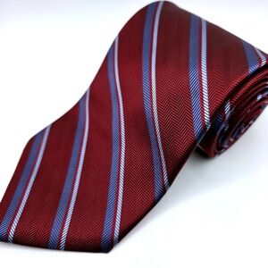 Brooks Brothers 346 Tie Italian Silk Handmade USA Red‎ Blue Herringbone Striped